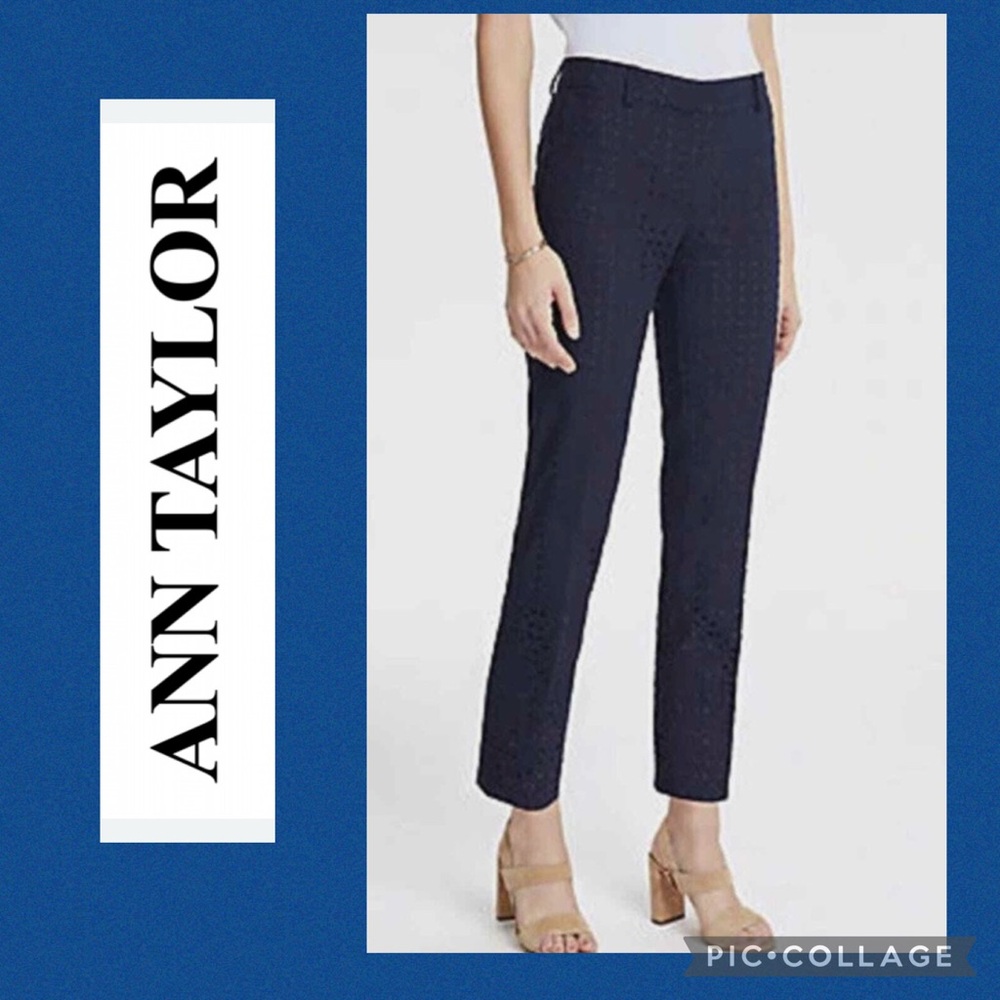 Ann Taylor Women's The Ankle Pant In Eyelet Night Sky Size 2